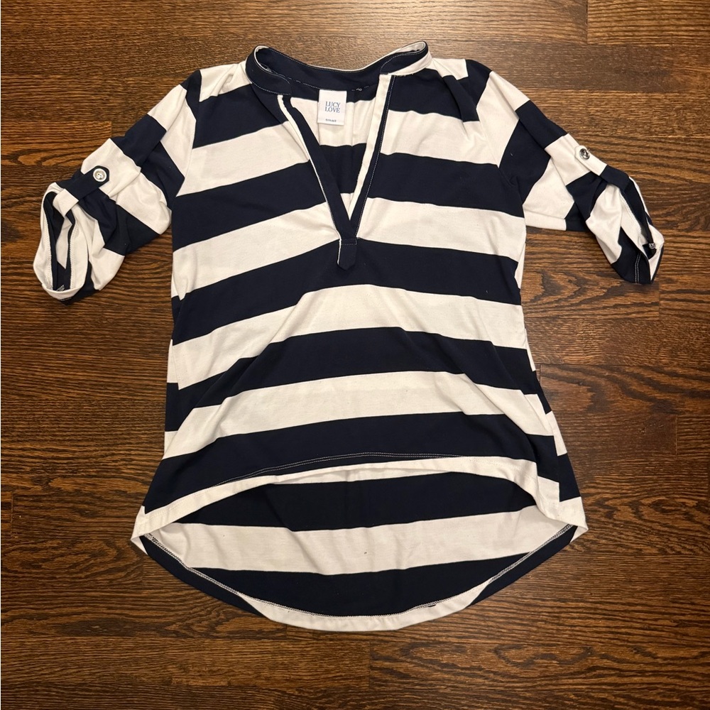 Navy and White Striped Shirt